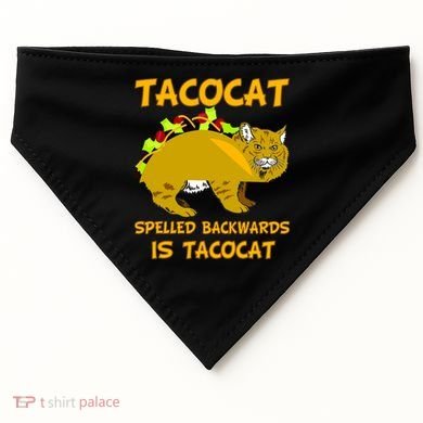 Tacocat Spelled Backwards Funny Cat USA-Made Doggie Bandana