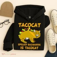 Tacocat Spelled Backwards Funny Cat Hoodie thumb 4