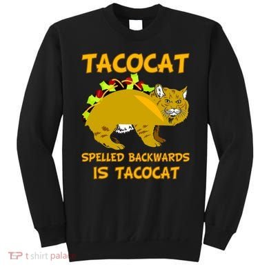 Tacocat Spelled Backwards Funny Cat Sweatshirt