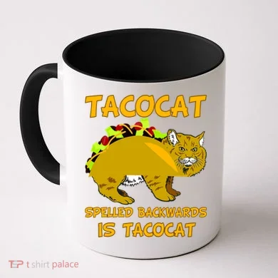 Tacocat Spelled Backwards Funny Cat Coffee Mug