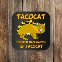 Tacocat Spelled Backwards Funny Cat Coaster thumb 0