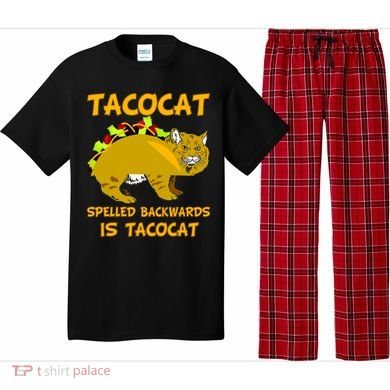 Tacocat Spelled Backwards Funny Cat Pajama Set