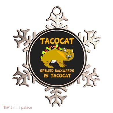 Tacocat Spelled Backwards Funny Cat Ornament