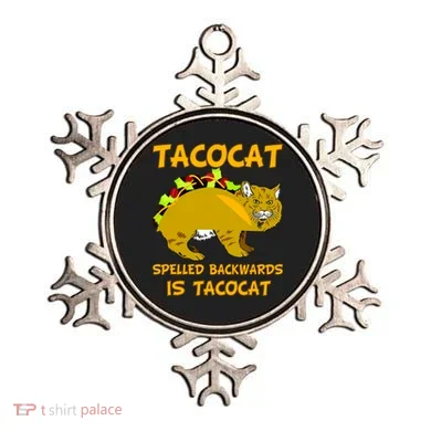 Tacocat Spelled Backwards Funny Cat Ornament