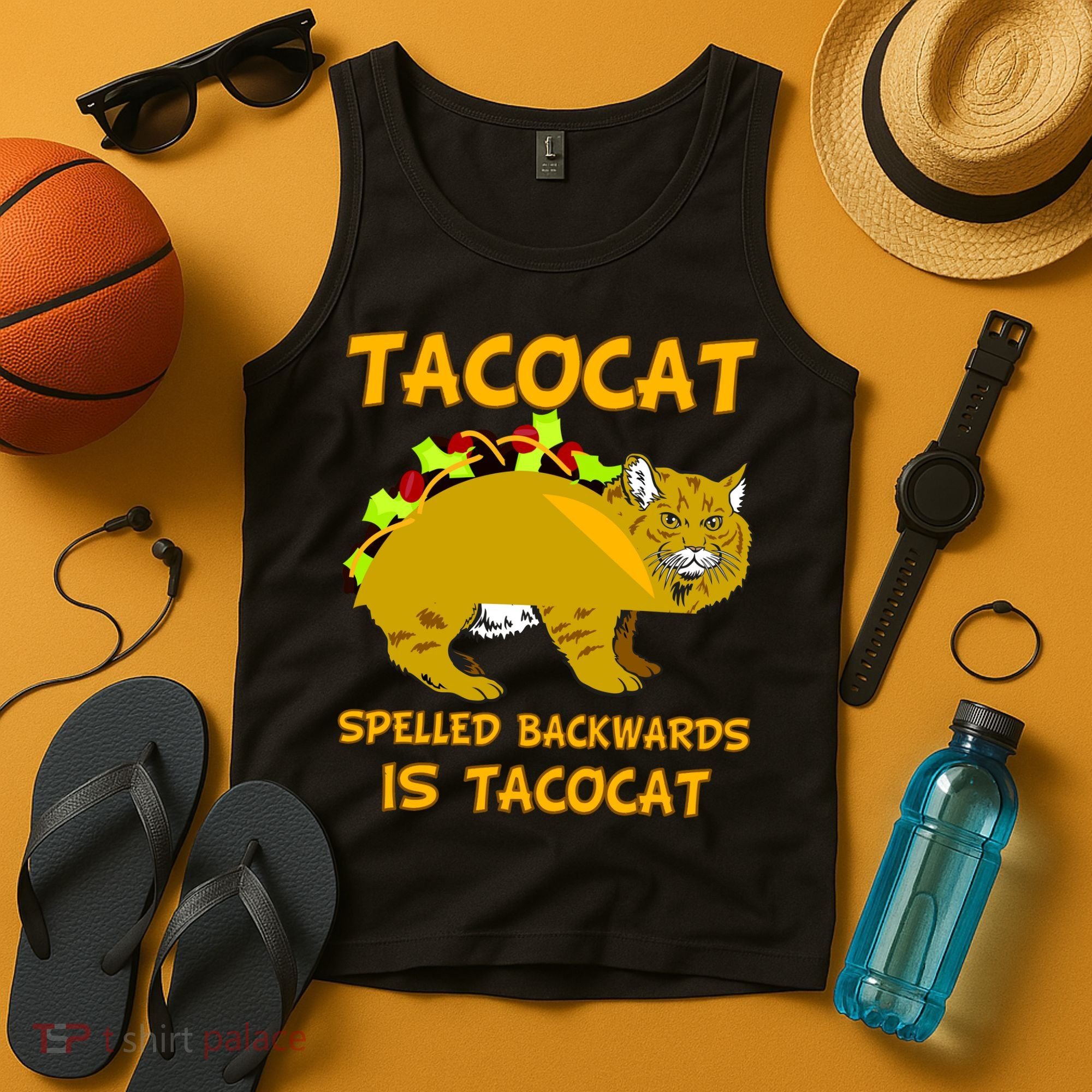 Tacocat Spelled Backwards Funny Cat Tank Top