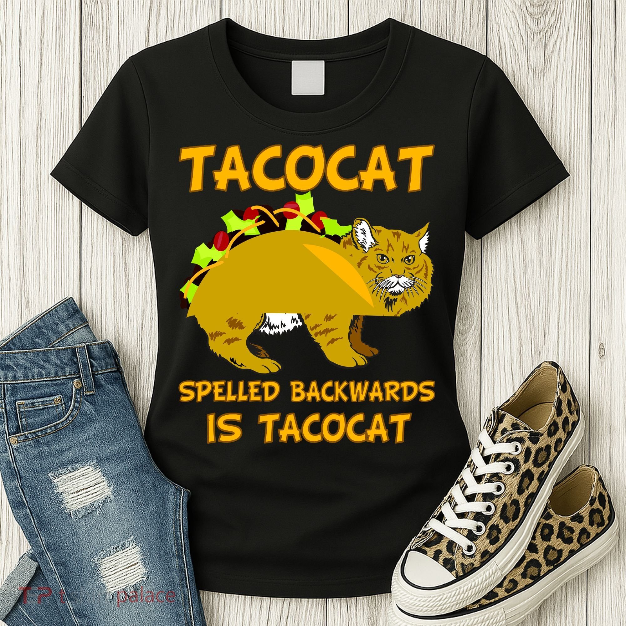 Tacocat Spelled Backwards Funny Cat Women's T-Shirt