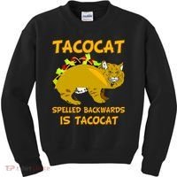 Tacocat Spelled Backwards Funny Cat Kids Sweatshirt thumb 0