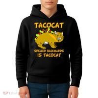 Tacocat Spelled Backwards Funny Cat Kids Hoodie thumb 4