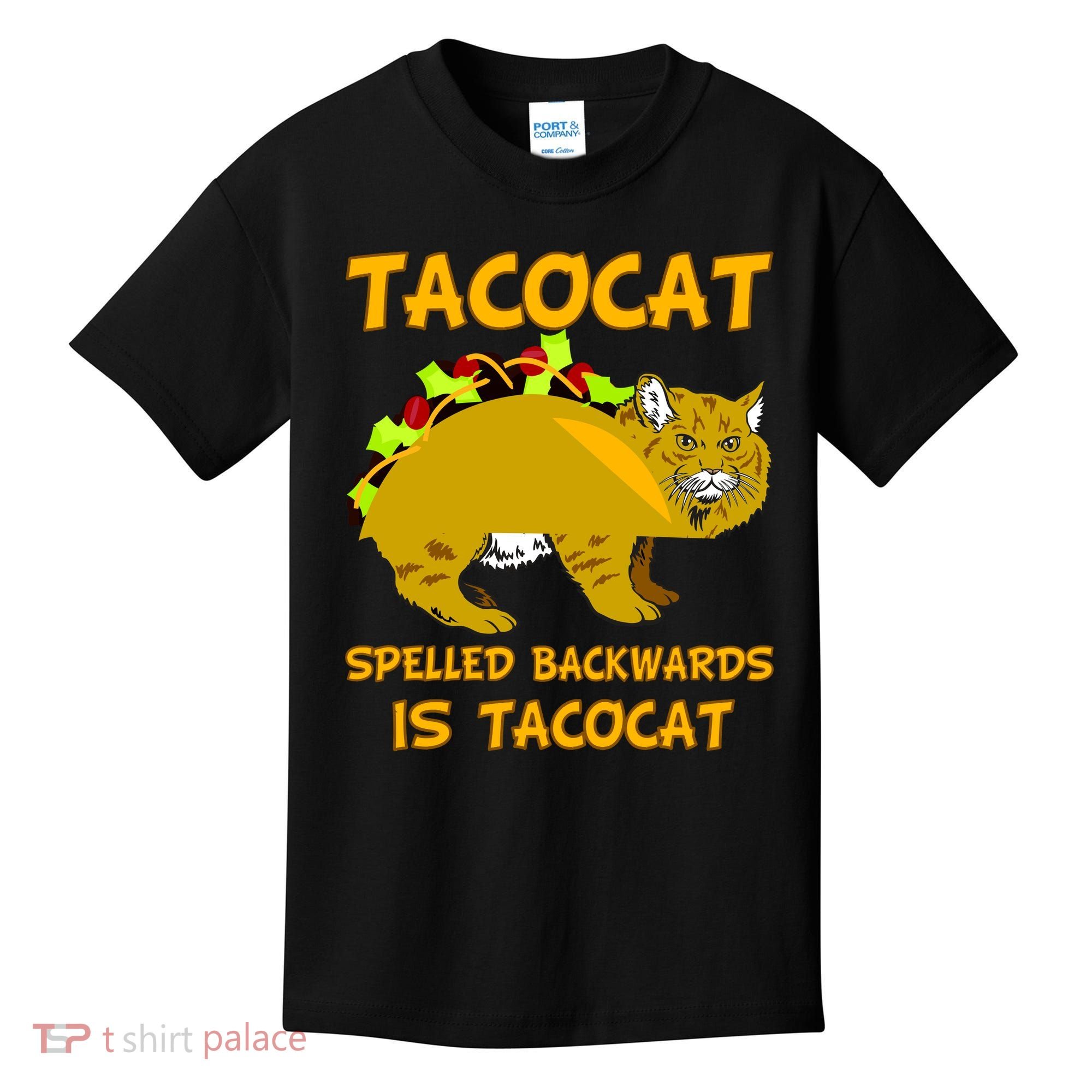 Tacocat Spelled Backwards Funny Cat Kids T-Shirt
