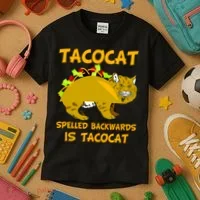 Tacocat Spelled Backwards Funny Cat Kids T-Shirt thumb 3