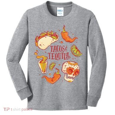 Tacos & Tequila Mexican Kids Long Sleeve Shirt