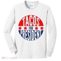 Tacos For President Kids Long Sleeve Shirt thumb 0
