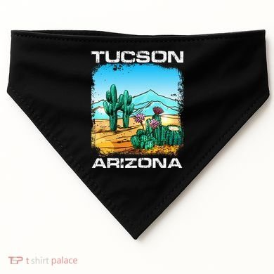 Tucson Arizona Desert Retro Cactus USA-Made Doggie Bandana