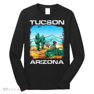 Tucson Arizona Desert Retro Cactus Long Sleeve Shirt
