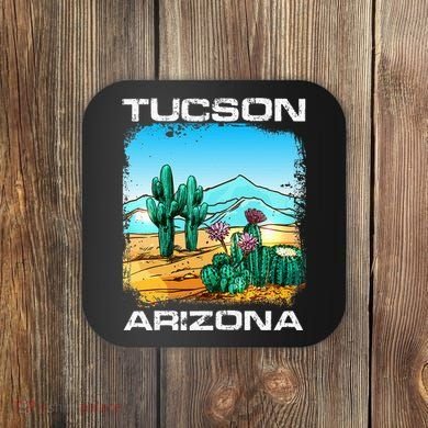 Tucson Arizona Desert Retro Cactus Coaster