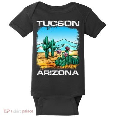 Tucson Arizona Desert Retro Cactus Baby Bodysuit