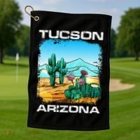 Tucson Arizona Desert Retro Cactus Golf Towel thumb 1