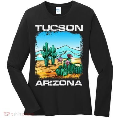 Tucson Arizona Desert Retro Cactus Women's Long Sleeve Shirt