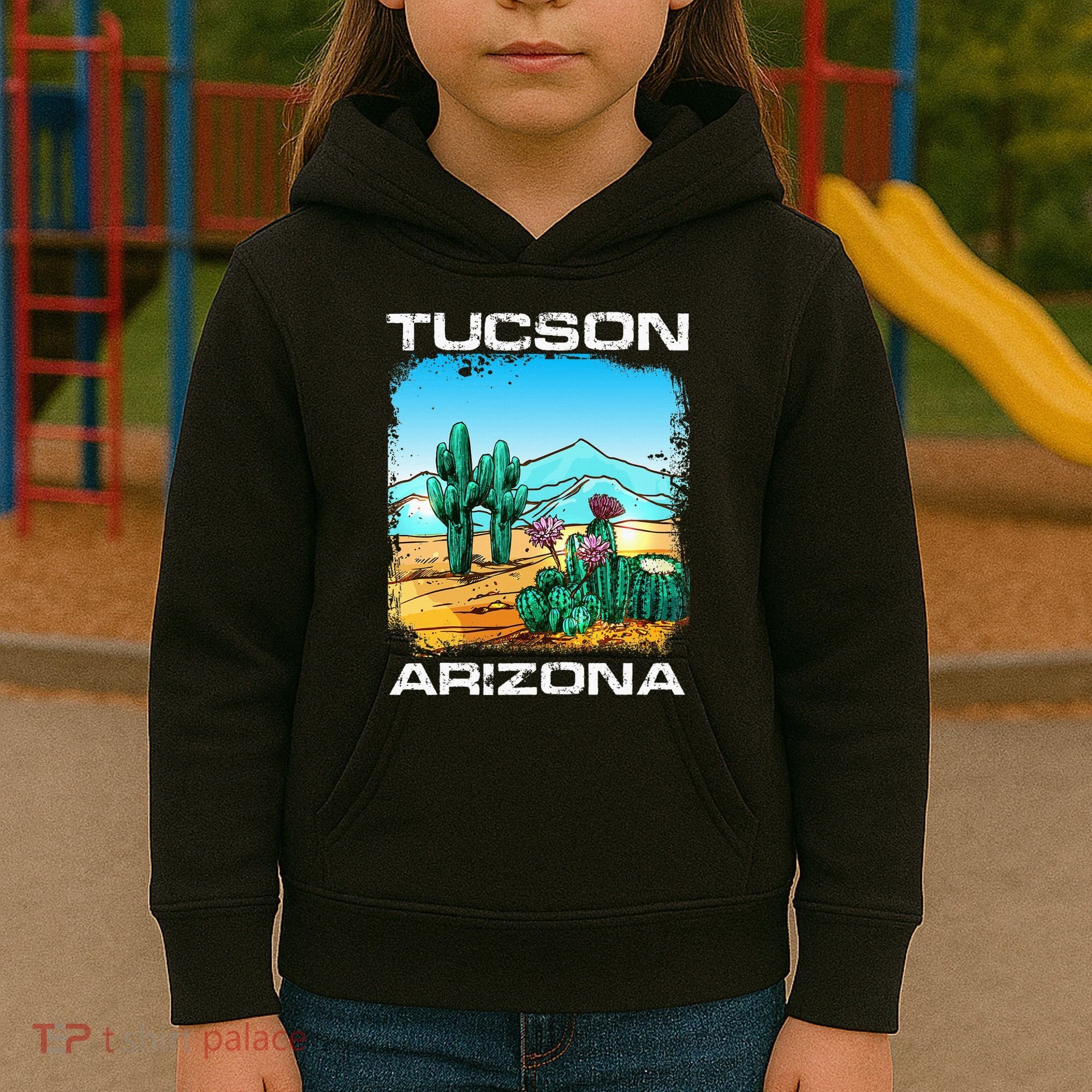Tucson Arizona Desert Retro Cactus Kids Hoodie