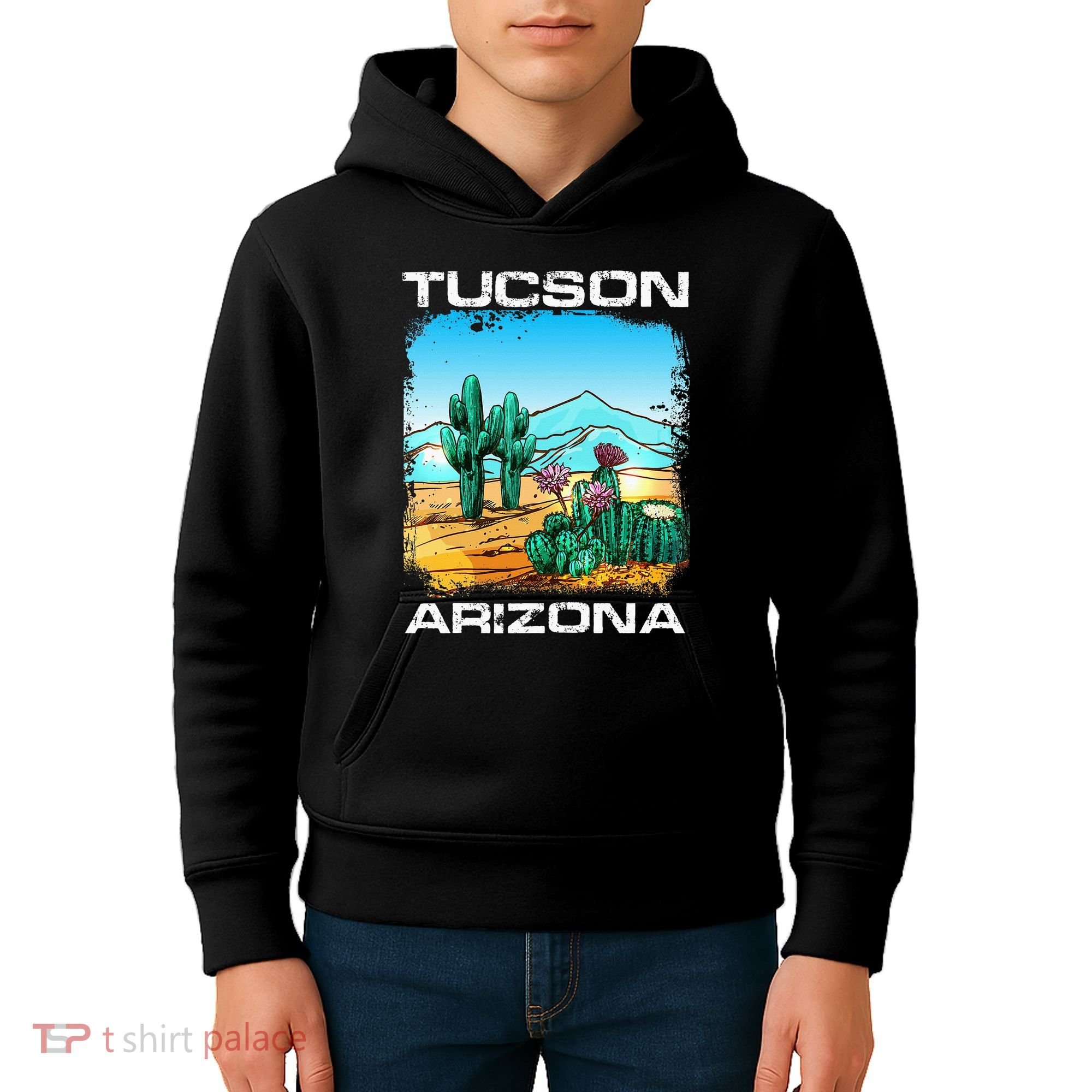 Tucson Arizona Desert Retro Cactus Kids Hoodie