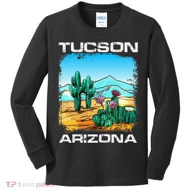 Tucson Arizona Desert Retro Cactus Kids Long Sleeve Shirt