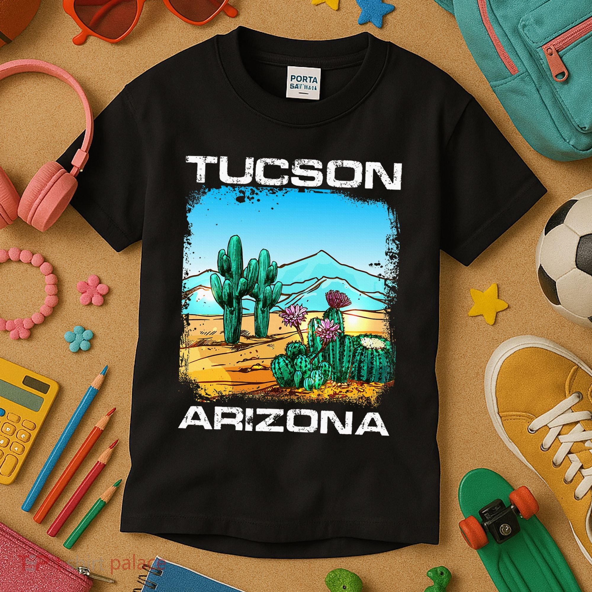 Tucson Arizona Desert Retro Cactus Kids T-Shirt