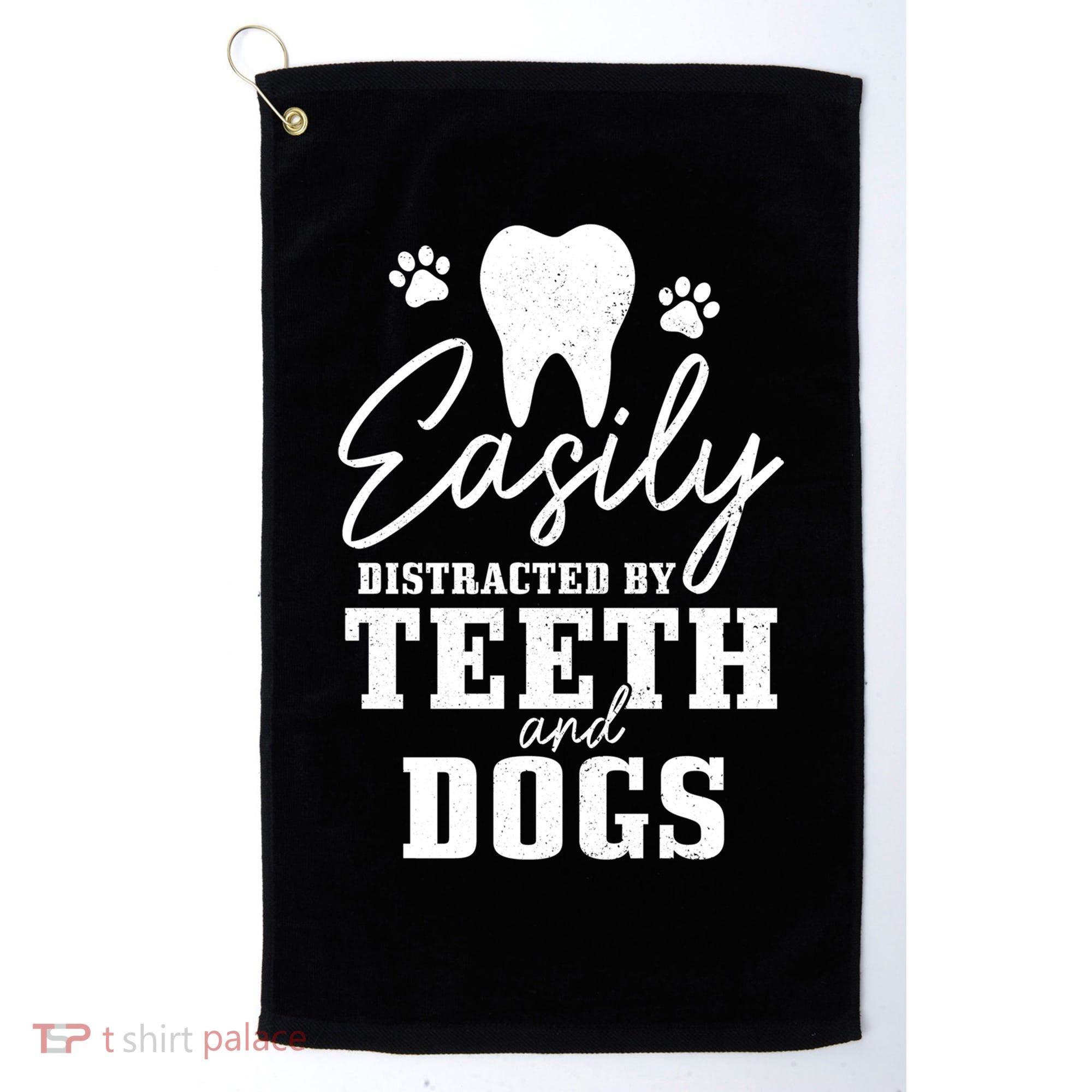 Teeth And Dogs Dentist Dental Student Assistant Hygienist Gift Golf Towel