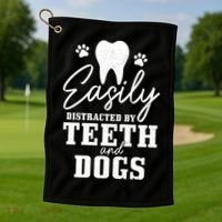 Teeth And Dogs Dentist Dental Student Assistant Hygienist Gift Golf Towel thumb 1