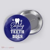 Teeth And Dogs Dentist Dental Student Assistant Hygienist Gift Button thumb 0