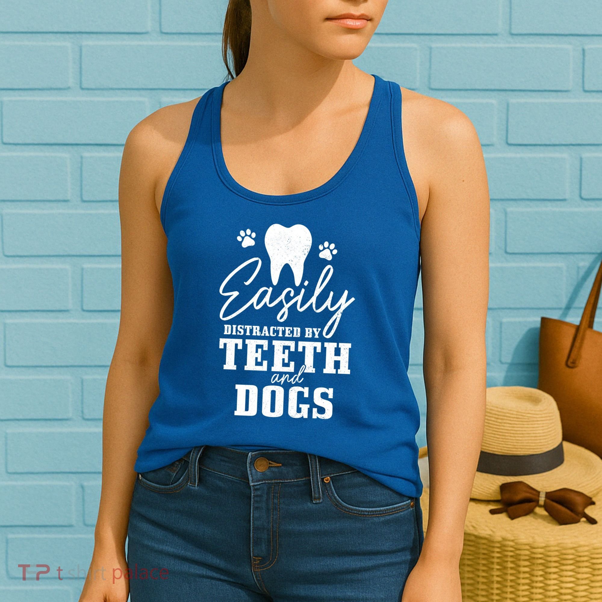 Teeth And Dogs Dentist Dental Student Assistant Hygienist Gift Women's Tank Top