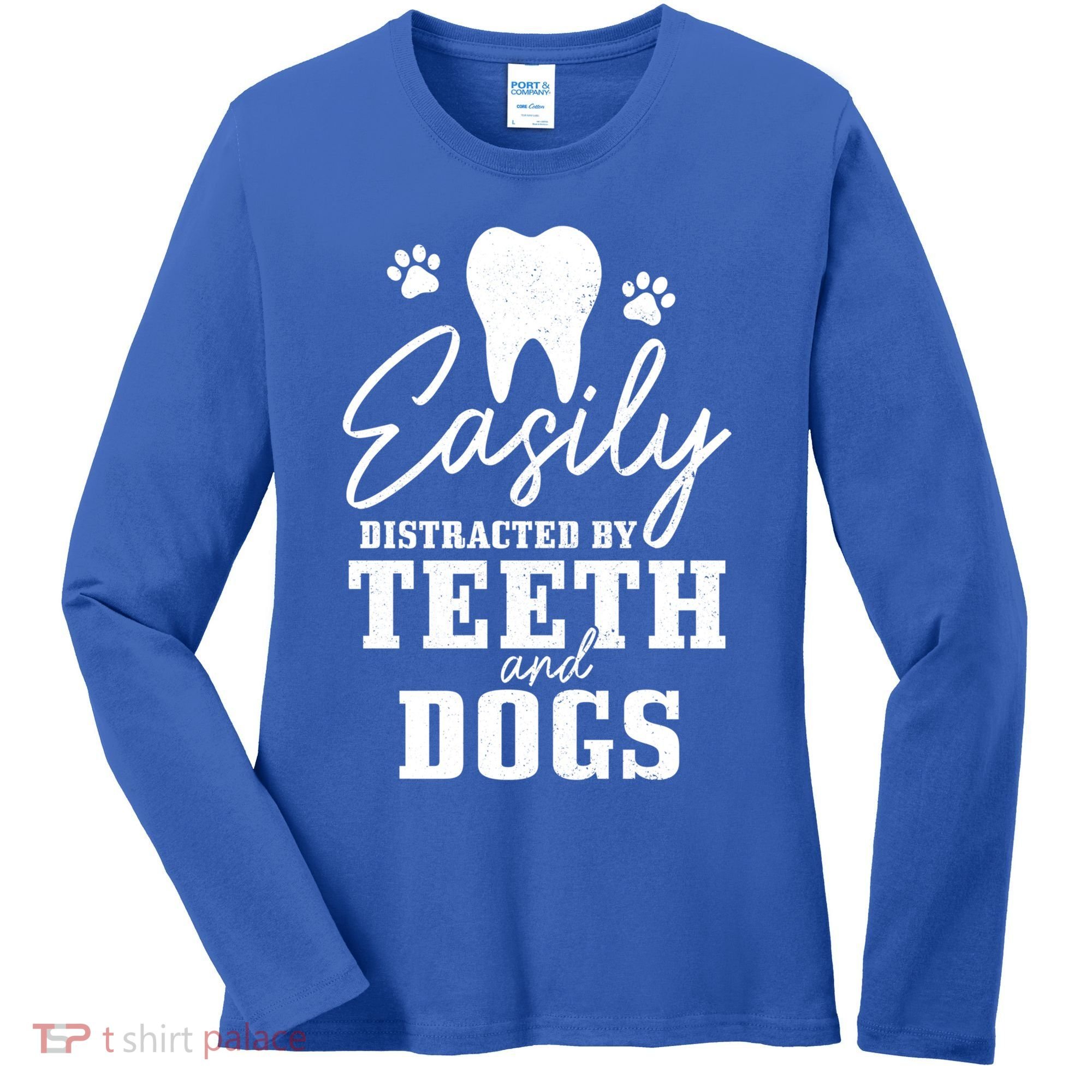 Teeth And Dogs Dentist Dental Student Assistant Hygienist Gift Women's Long Sleeve Shirt