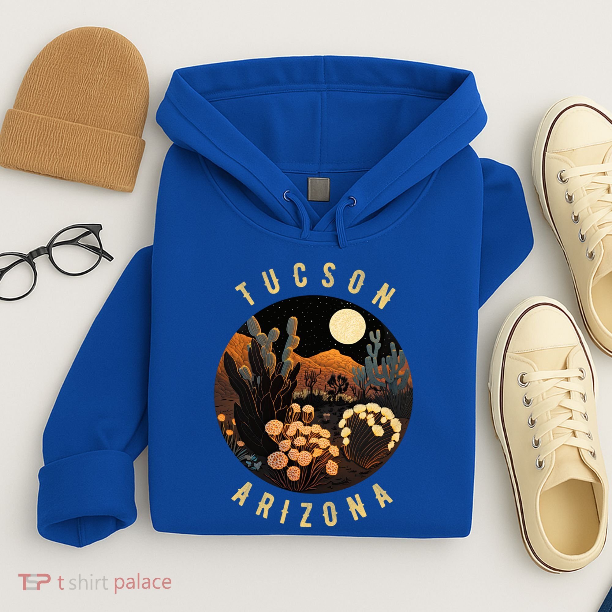 Tucson Arizona Desert At Night Painting Gift Hoodie
