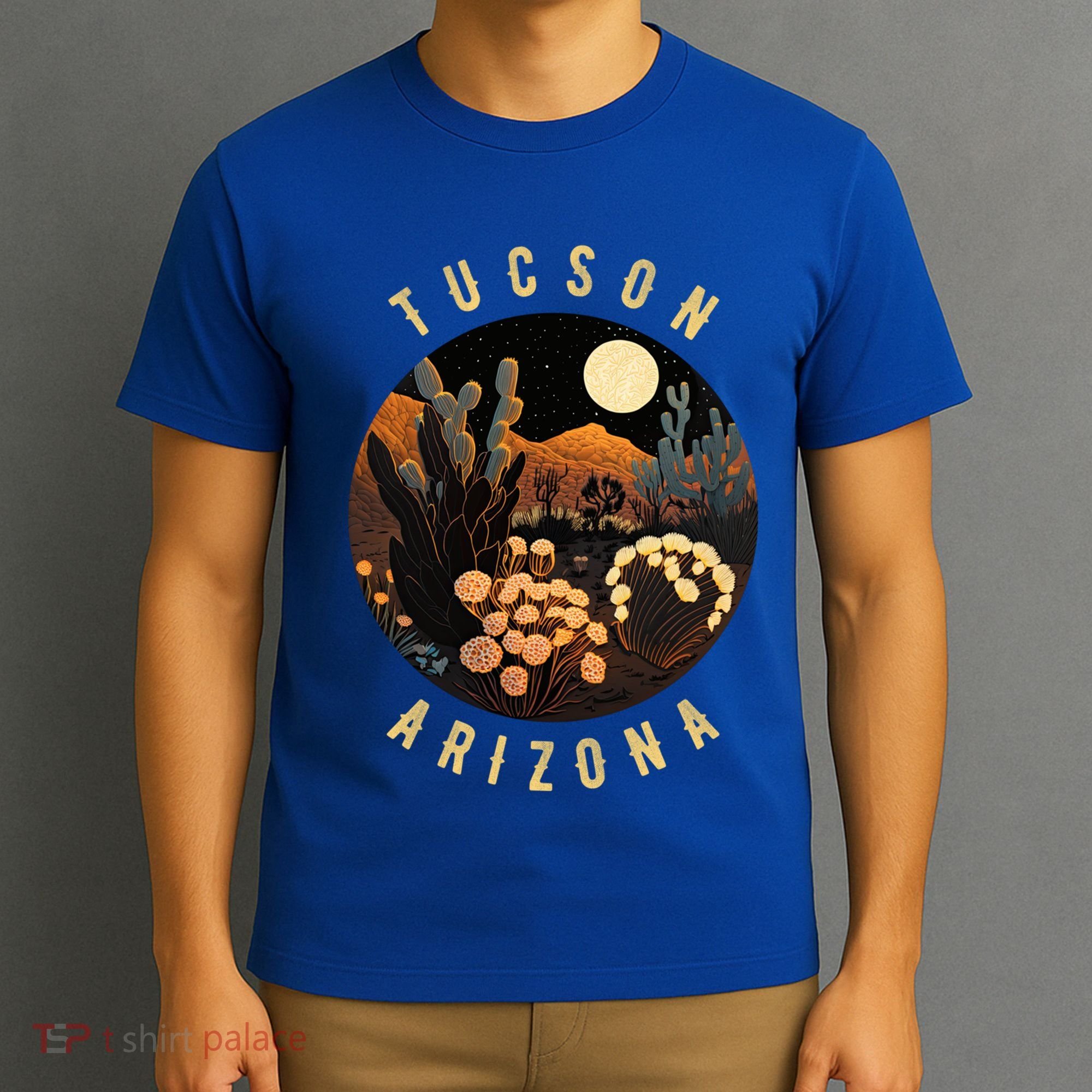 Tucson Arizona Desert At Night Painting Gift T-Shirt