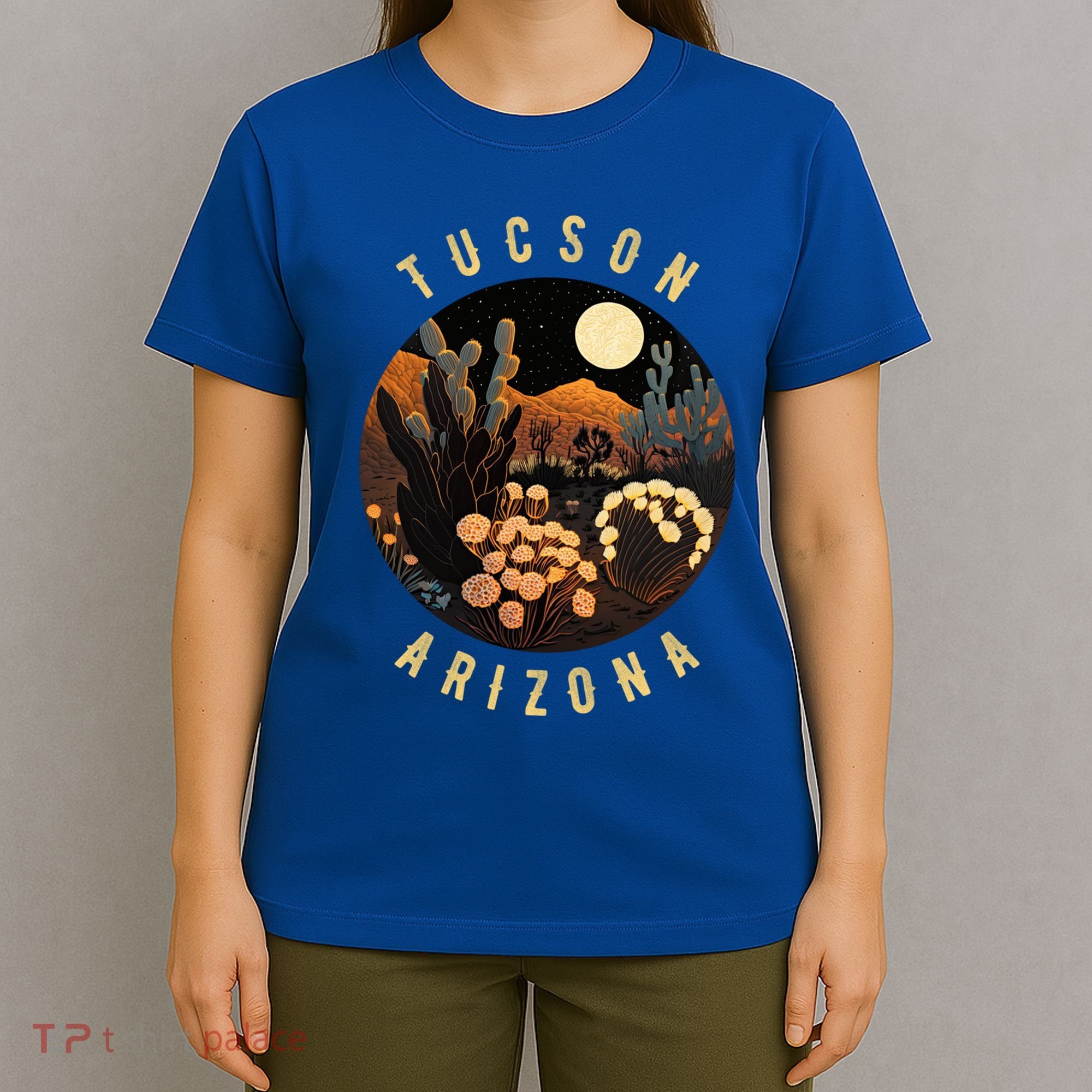 Tucson Arizona Desert At Night Painting Gift T-Shirt