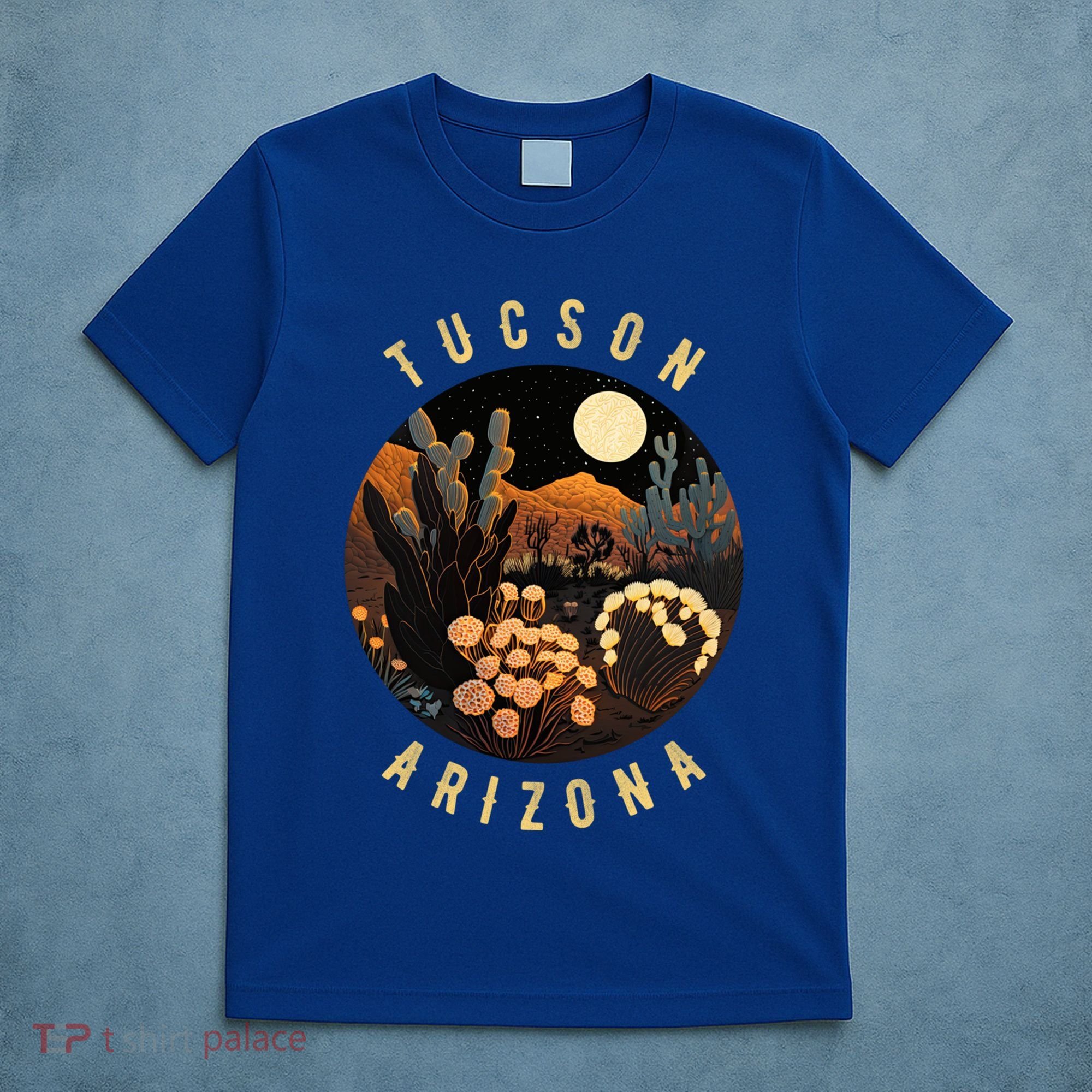 Tucson Arizona Desert At Night Painting Gift T-Shirt