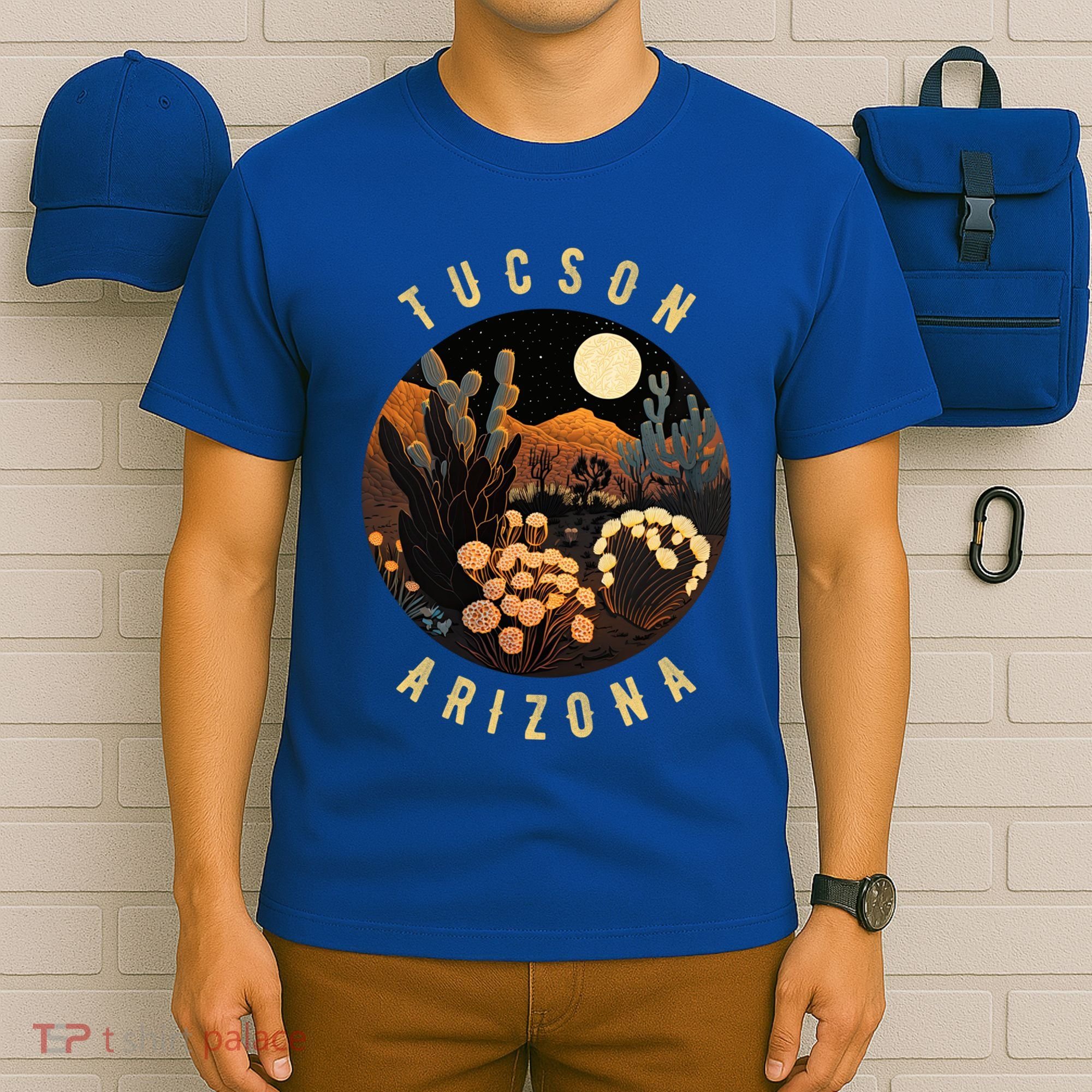 Tucson Arizona Desert At Night Painting Gift T-Shirt