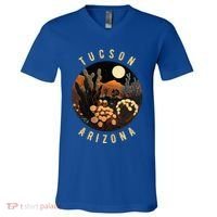 Tucson Arizona Desert At Night Painting Gift V-Neck T-Shirt thumb 0