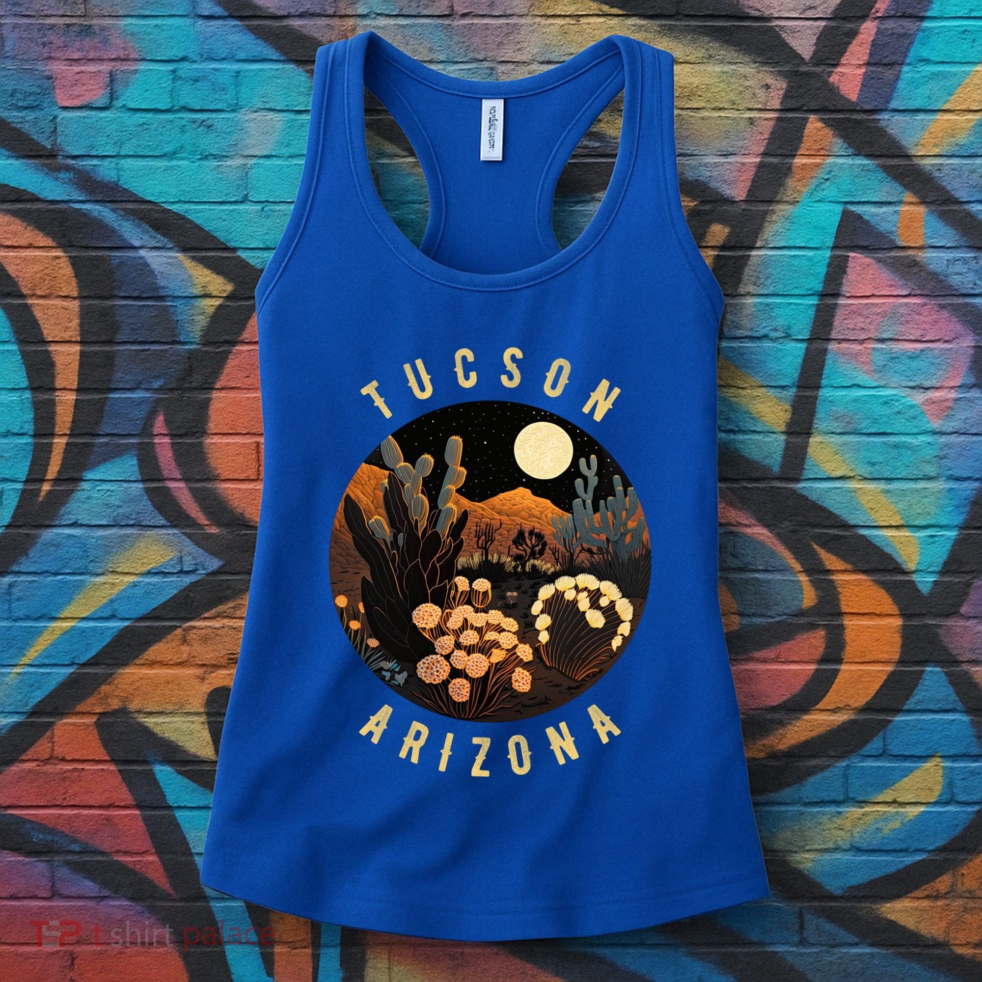 Tucson Arizona Desert At Night Painting Gift Women's Tank Top