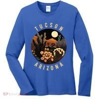 Tucson Arizona Desert At Night Painting Gift Women's Long Sleeve Shirt thumb 0