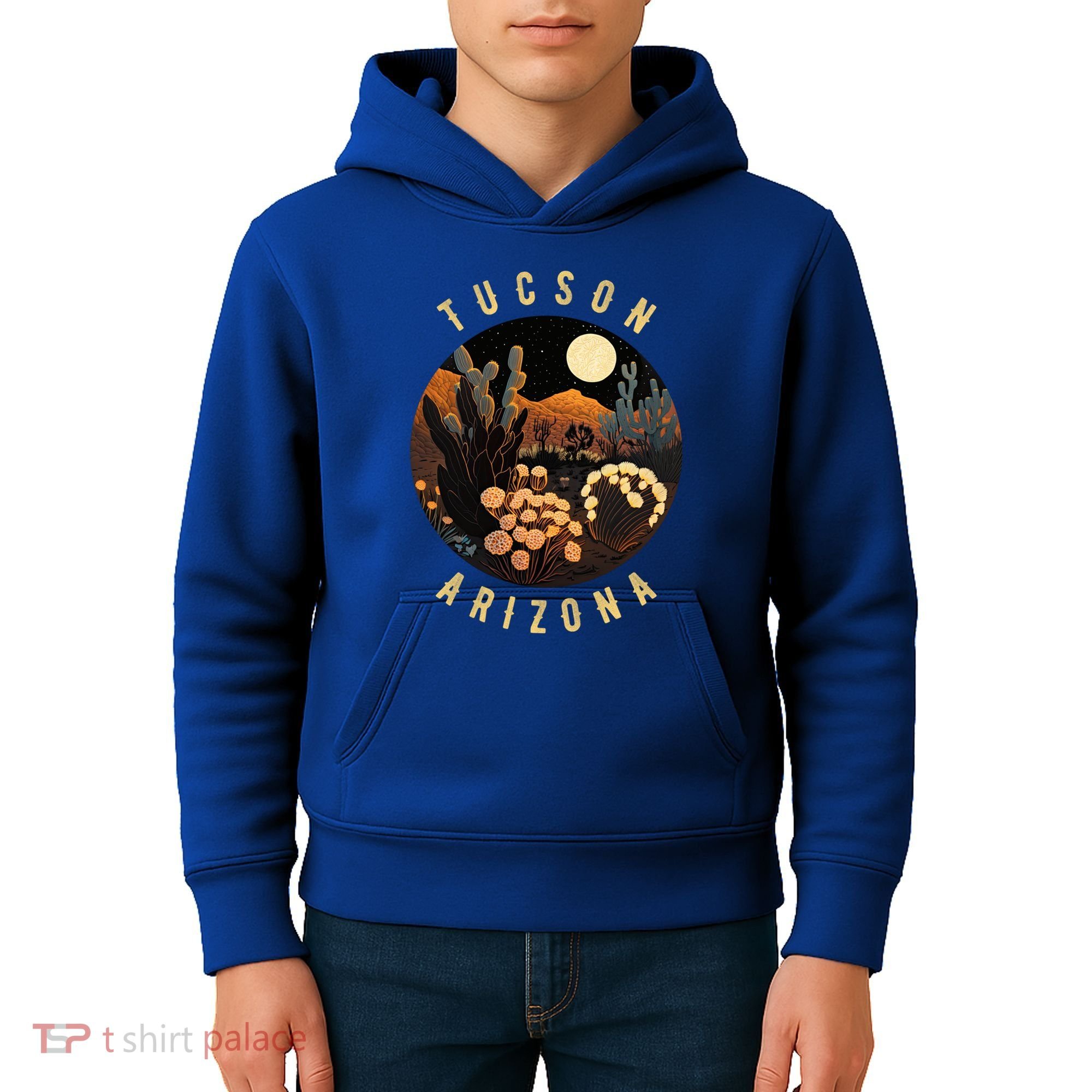 Tucson Arizona Desert At Night Painting Gift Kids Hoodie