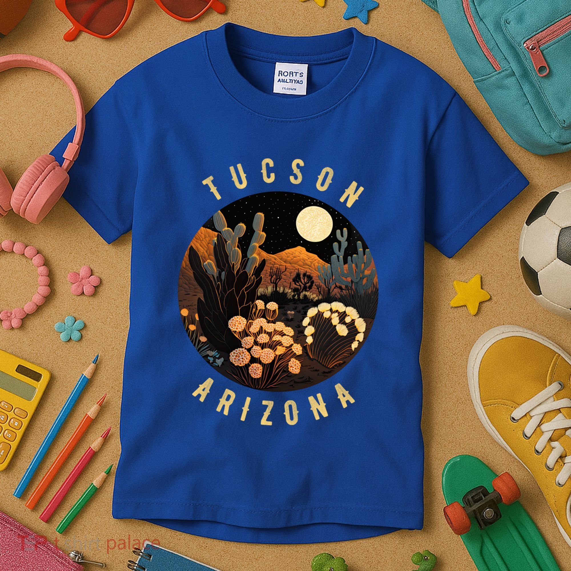 Tucson Arizona Desert At Night Painting Gift Kids T-Shirt