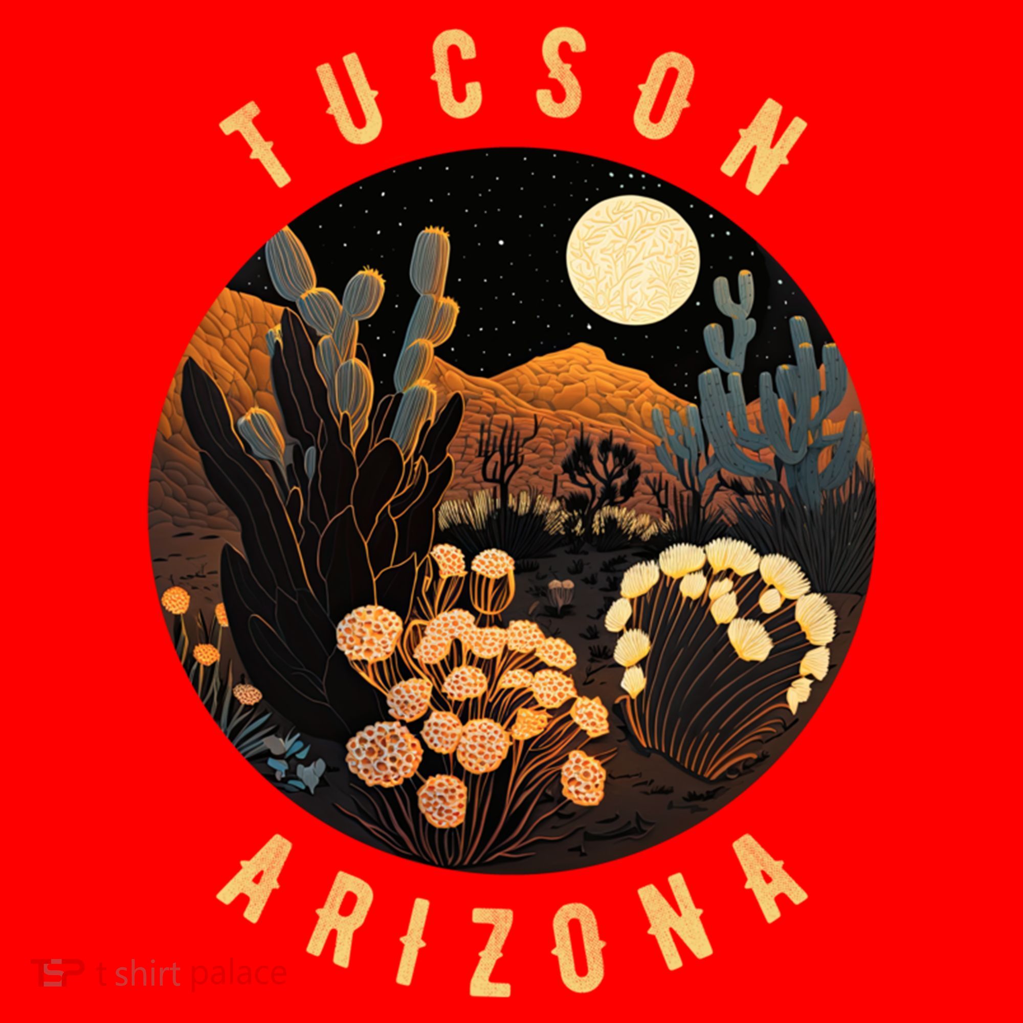 Tucson Arizona Desert At Night Painting Gift Santa Hat