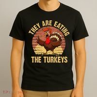 They Are Eating The Turkeys Thanksgiving Trump Humor Kamala T-Shirt thumb 3