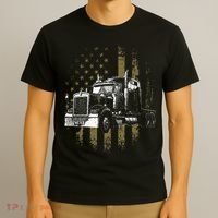 Trucker American Flag Big Rig Semi Trailer Truck Driver Gift T-Shirt thumb 3