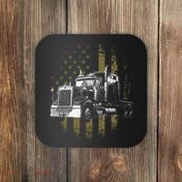 Trucker American Flag Big Rig Semi Trailer Truck Driver Gift Coaster thumb 0