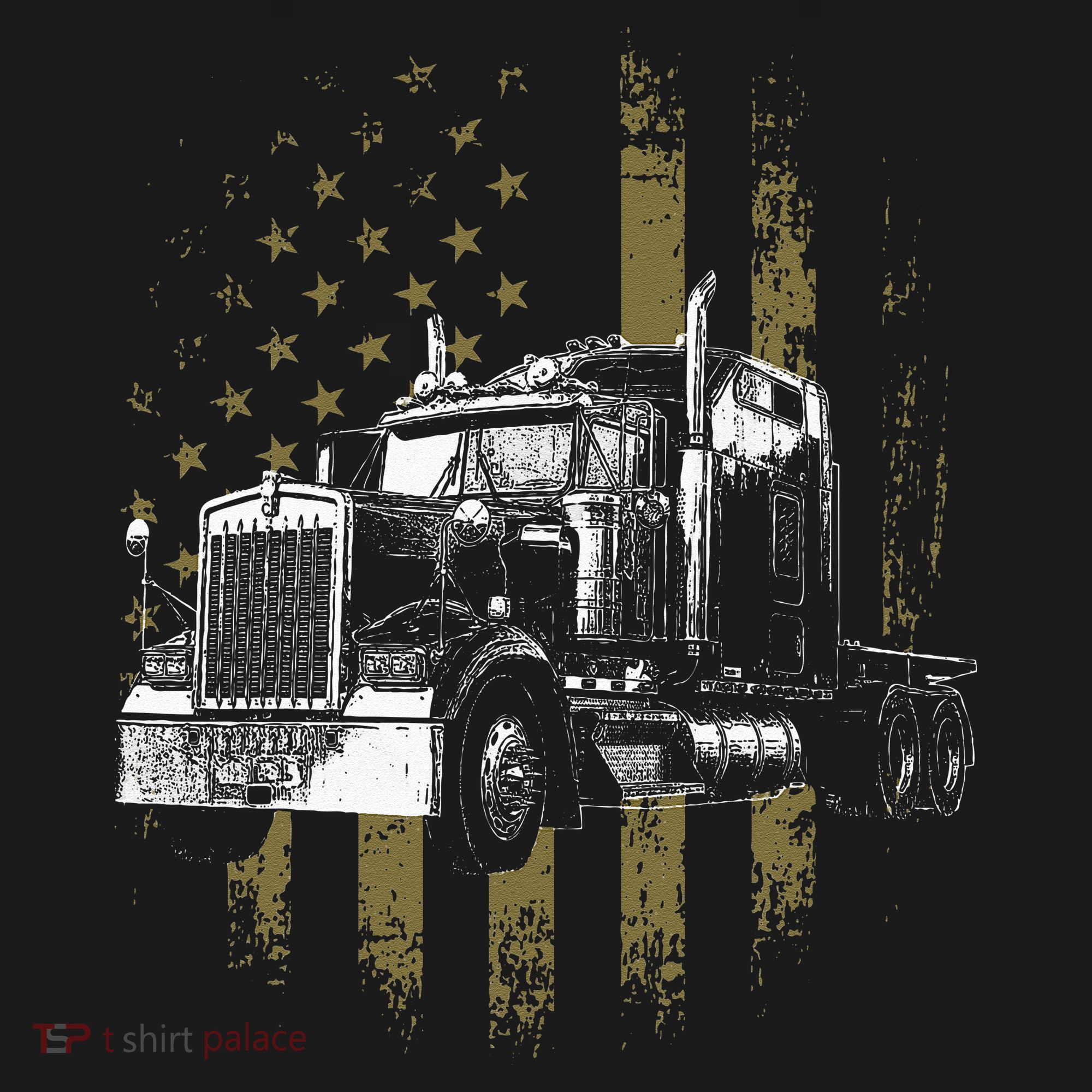 Trucker American Flag Big Rig Semi Trailer Truck Driver Gift Ornament