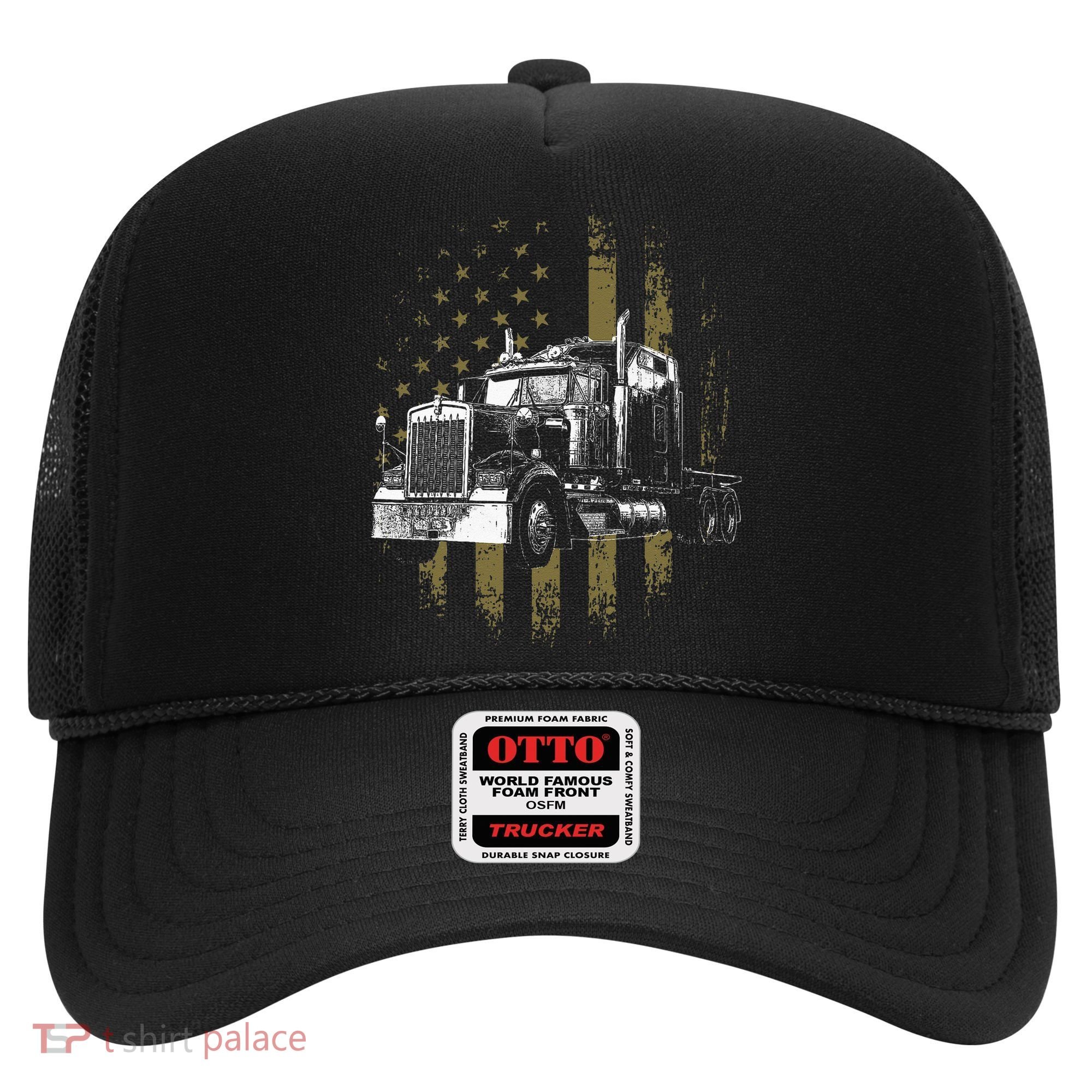 Trucker American Flag Big Rig Semi Trailer Truck Driver Gift Hat