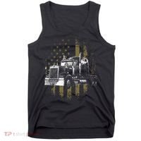 Trucker American Flag Big Rig Semi Trailer Truck Driver Gift Tank Top thumb 0