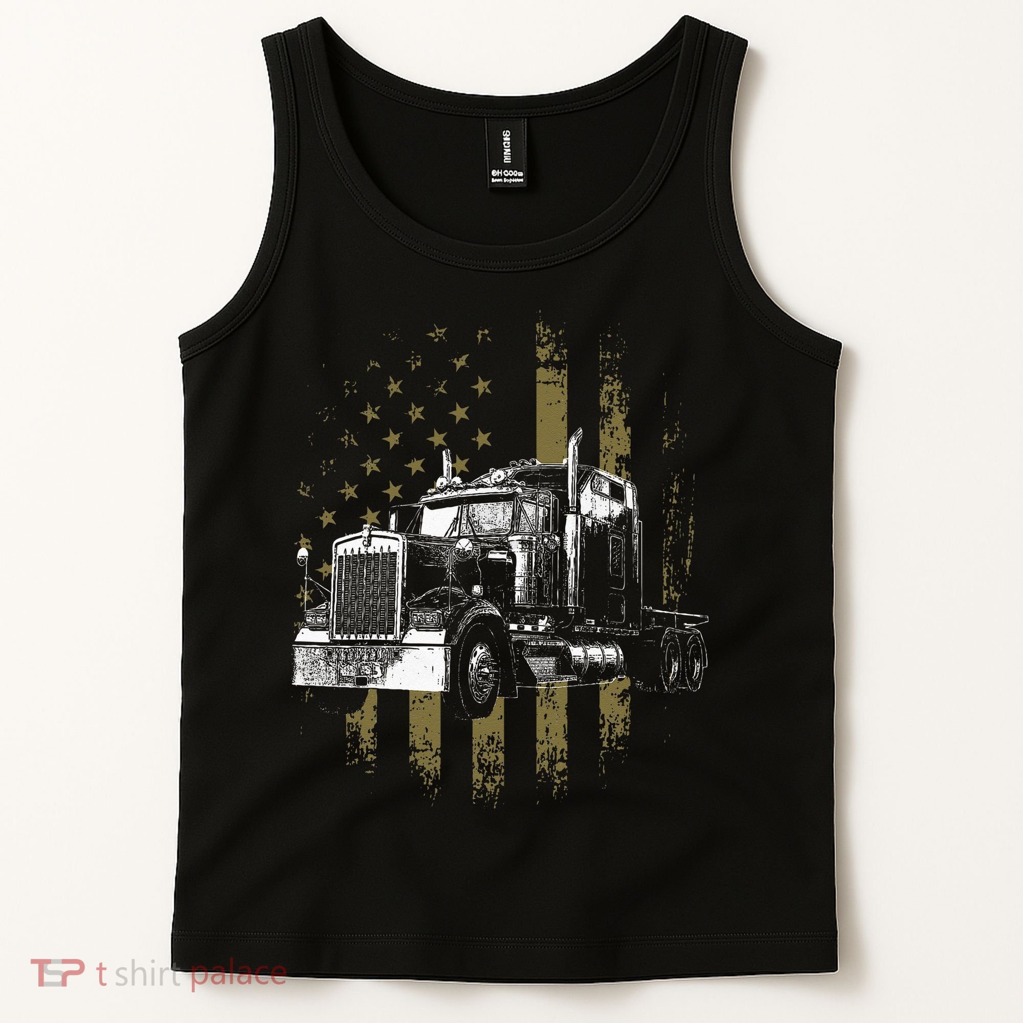 Trucker American Flag Big Rig Semi Trailer Truck Driver Gift Tank Top