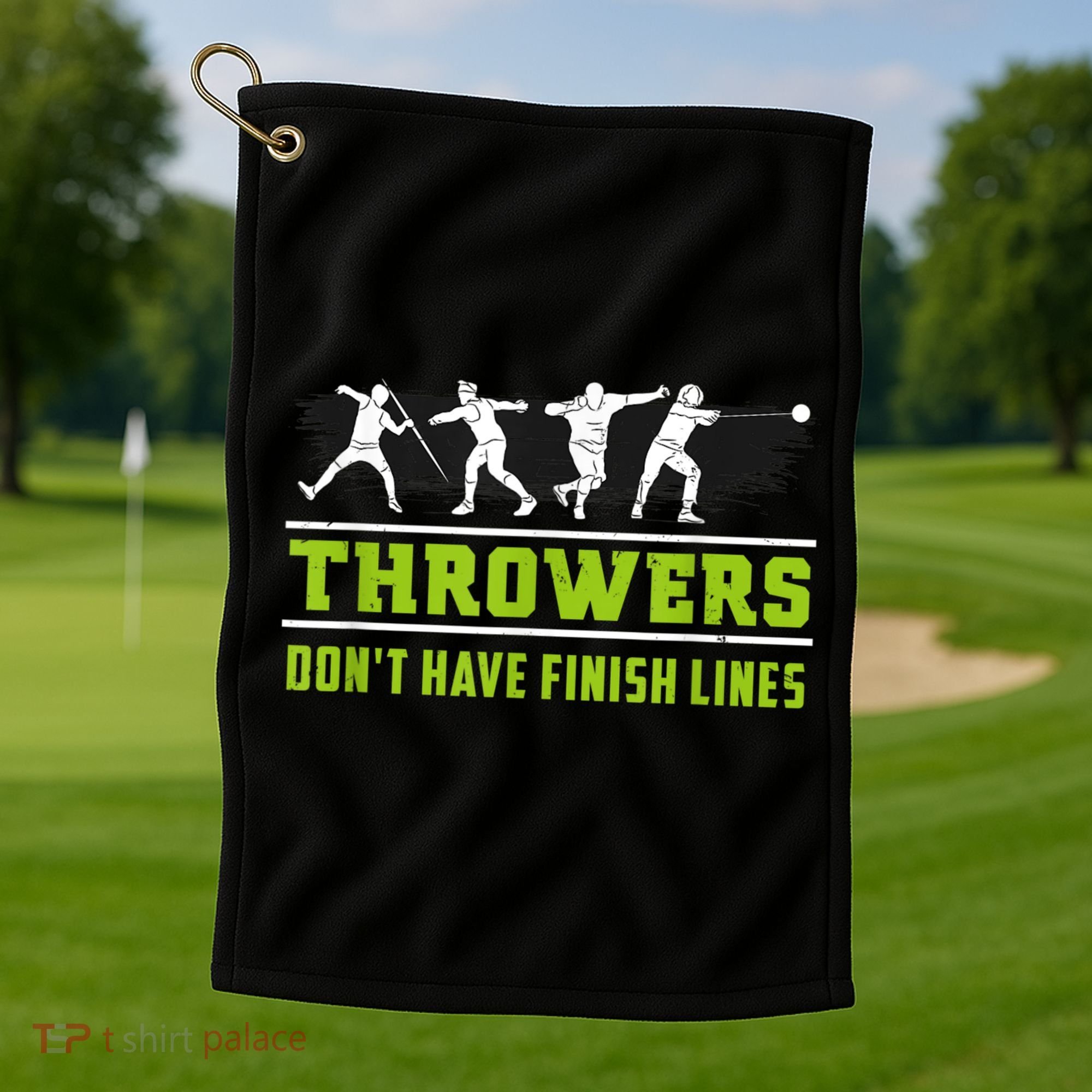 Track And Field Throwing Shot Put Outfit Finish Line Golf Towel